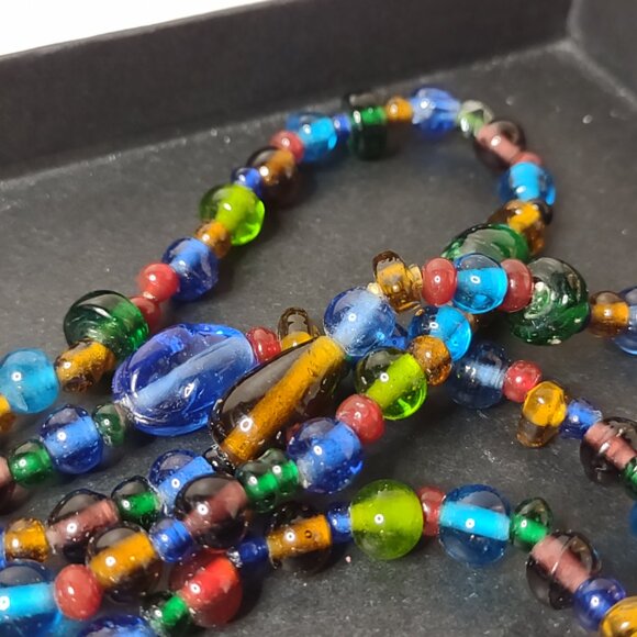 Very Long 57 Inch Colorful Glass Bead Lariat Necklace - Picture 7 of 12